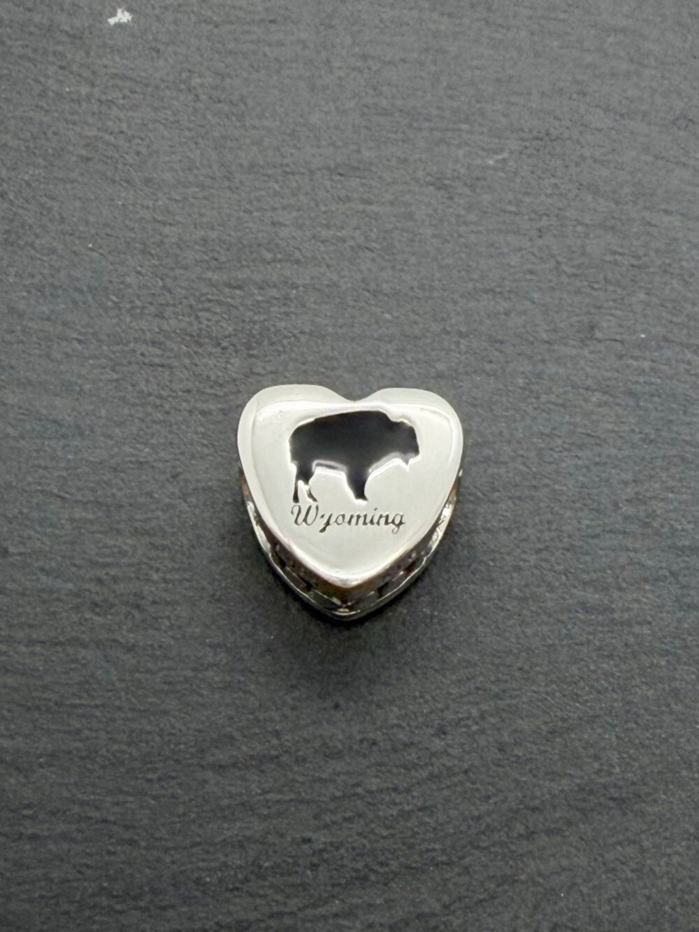 Pandora Bison Wyoming State Heart Charm Sterling Silver Jewelry
